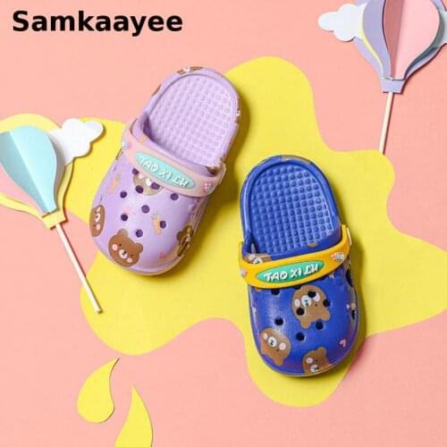 0-6y Kids Mules Clogs Summer Baby Boys Girls Sandals Cartoon Bear Toddler Beach Slippers Children Flat Cute Garden Shoes y19
