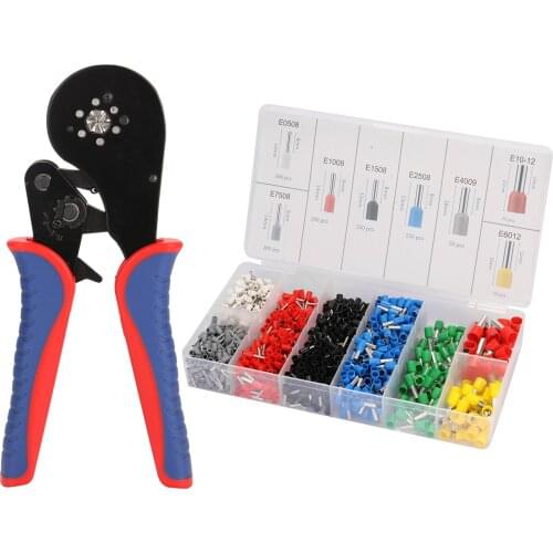 HSC8 16-6 0.08-16m㎡ Ferrule Crimping Tool Kit High Hardness Crimper Plier with1200pcs Wire Ferrules Crimp Ends Terminal