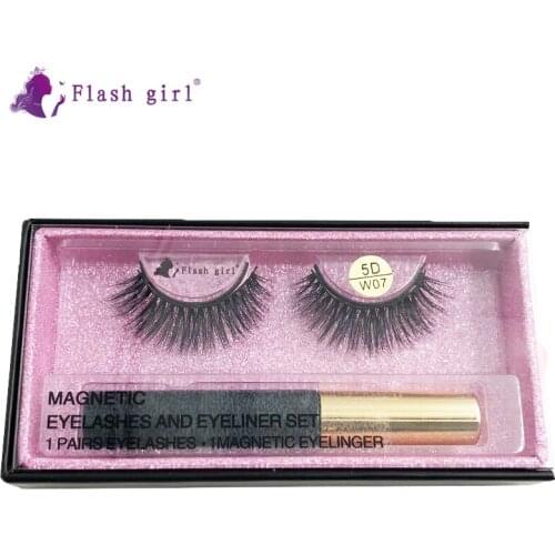 Natural 5D Mink Magnetic Eyelashes W07 Thick Long False Eye Lashes With Waterproof Eyeliner Handmade Fake Eyelash Easy To Wear