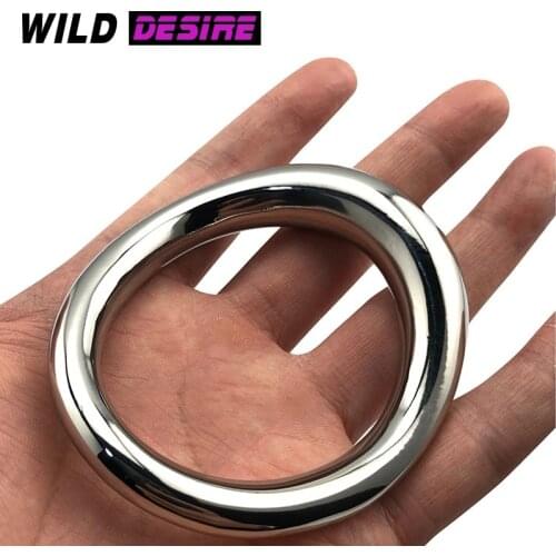 New 3 Size Stainless Steel Penis Bondage Lock Cock Ring Male Metal Ball Scrotum Stretcher Delay Ejaculation BDSM Sex Toy Men 18