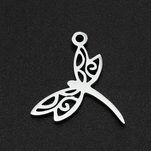 10pcs/Lot Real Stainless Steel Dragonfly Charms Pendants for DIY Jewelry Findings Accessories 17.5*15.3mm