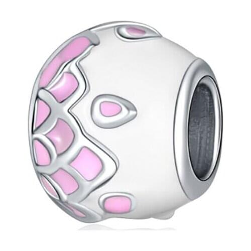 Jewelry making supplies earrings pink white Beads charms plata de ley original Bracelet bijoux sieraden ENM675