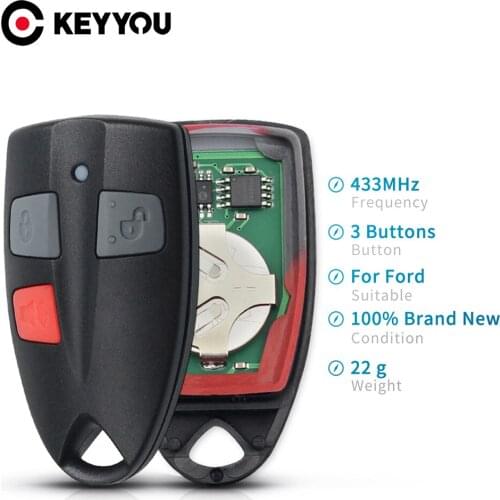 KEYYOU 3 Buttons 433Mhz Smart Remote Control Car Key For Ford AU Falcon Clicker Transmitter Keyless Entry Key Fob Replacement