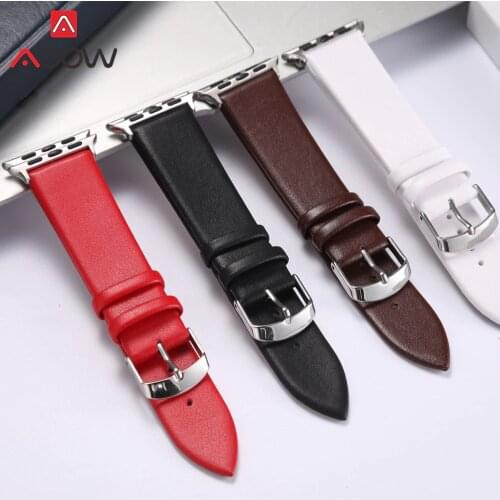 Soft Leather Watchband for Apple Watch 38mm 42mm Red Brown White Women Men Replacement Bracelet Band Strap for iwatch 1 2 3