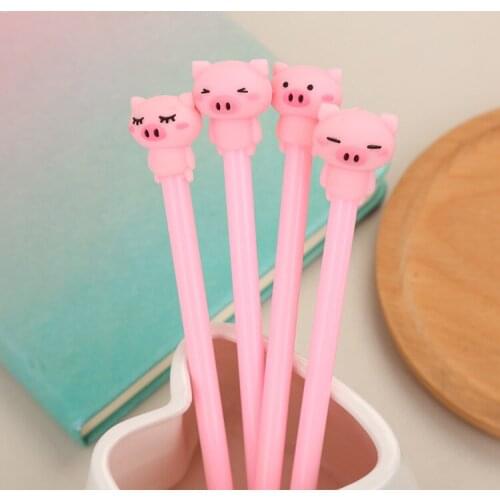 32 pcs/lot Cute Pig Gel Pen 0.5 mm black ink Signature pens Stationery School Office writing Supplies Promotional Gift