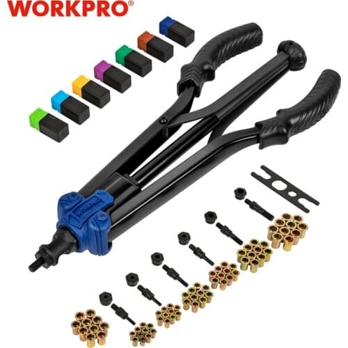 WORKPRO 15" Hand Rivet Nut Setter Kit 79-Piece High Leverage Rivet Nut Tool with Metric & SAE Mandrels and Nuts