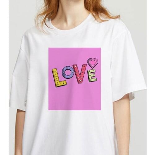 Love Printed T Shirt Women 90s Graphic T-shirt Harajuku Tops Tee Cute Short Sleeve Animal Tshirt Female Tshirts