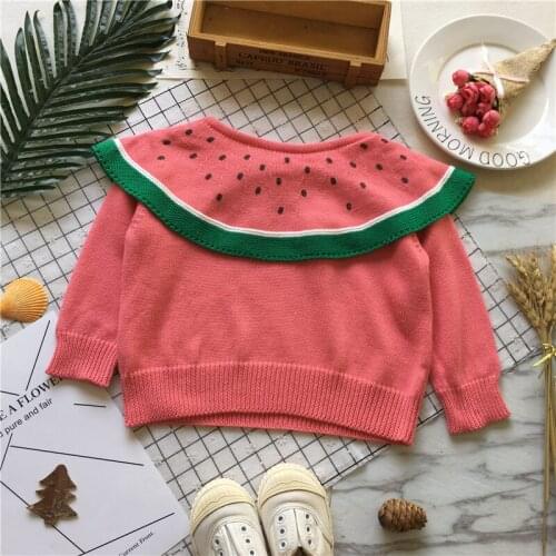 Tonytaobaby Autumn Clothing New Style Girls Baby Watermelon Pullover Knitting Long Sleeve Sweater Kids Sweaters