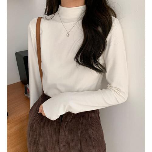 Autumn and Winter Womens Turtleneck Long Sleeve T-shirt Top