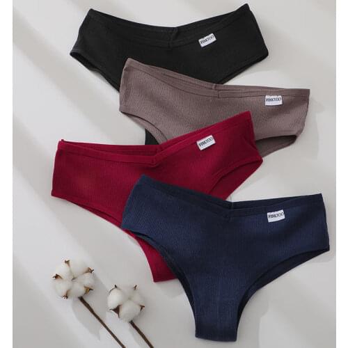 Women Cotton Panties Big Size M-3XL Briefs Ladies Sexy V Waist Underwear Female Low Rise Underpants Breathable Intimate Lingerie