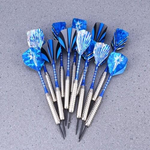 12Pcs Stainless Steel Darts Set Professional Stainless Needle Tipped Dart for Dartboard Aluminum Shafts Standard Flights Silver