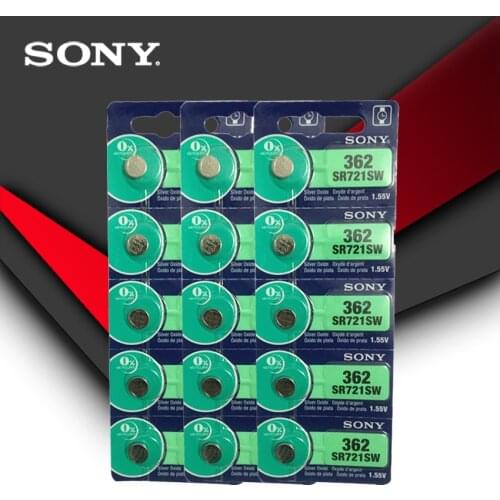 15pcs Sony 100% Original 362 SR721SW V362 GP62 AG1 1.55V Silver Oxide Watch Battery SR721SW 362 Button Coin Cell MADE IN JAPAN
