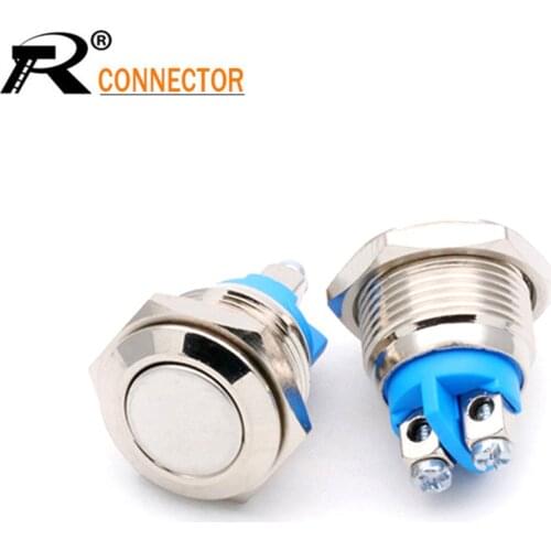 16mm Waterproof Metal Push Button Switch silver contact automatic reset press throug Engine Power Switch 5V 12V 24V 220V