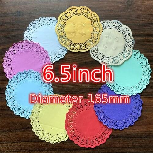 20pcs 6.5inch 9colors Gold Pink Blue Red Round Diameter 165mm Lace Doily Party Tableware Placemats Paper Mats Table Decoration