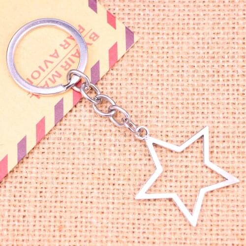 20pcs New Fashion Keychain 37*35 mm hollow star Pendants DIY Men Jewelry Car Key Chain Ring Holder Souvenir For Gift