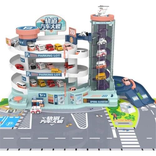 4 Layers Parking Garage Toy With Elevator Electric&Manual Car Toy Track For Boy 4-12 Year Old Gifts 69HE