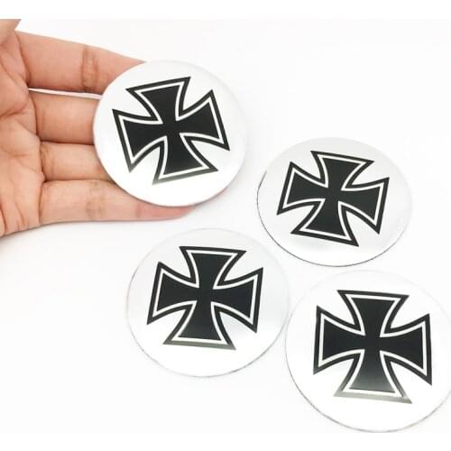 ANTINIYA 4pcs/56.5mm Germany Iron Cross logo aluminum Emblem badge Wheel Center Hub Cap Cover Sticker Wheel car styling