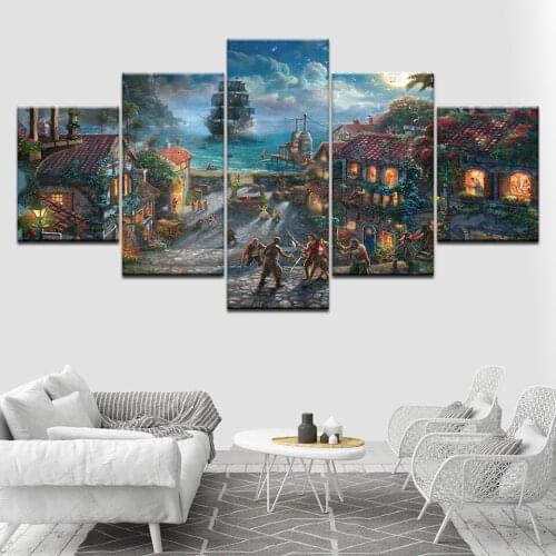 5 Pieces Canvas Art HD CHRISTMAS Pirates of the Caribbean Canvas Painting Decorstioms For Home Wall Art Prints Canvas Artwork