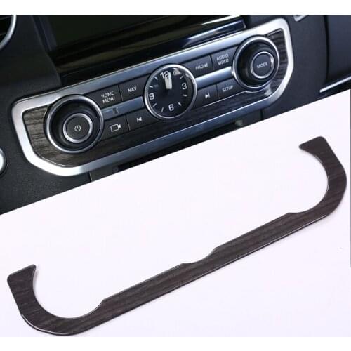 Car Accessory Interior Timetable Decoration Frame Sequins Trim For Land Rover Discovery 4 LR4 2010-2016 Black Wood Grain 1 Pcs