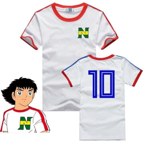 Anime Captain Tsubasa Cosplay Men women Costume Tsubasa Ozora Nankatsu Elementary School Short Sleeve Soccer Jersey Kids T-shirt