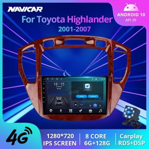 2Din Android10.0 Car Radio For Toyota Highlander 2001-2007 Stereo Receiver GPS Navigation Auto Radio Car Multimedia Player IGO
