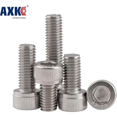 Axk 50pc Din912 M4 X 6 8 10 12 14 16 18 20 Screw Stainless Steel A2 Hexagon Hex Socket Head Cap Screws