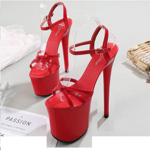 20cm high-heeled sandals platform shoes women bow patent leather ladies sandals summer 2021nightclubs fun female shoes peep toe