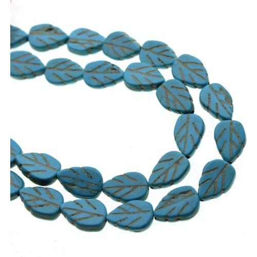 1strand 9x14mm Natural Stone Leaf Charms Blue Turquoises Beads for Jewelry Making Loose Spacer Beads DIY Bracelet Necklace Z1149