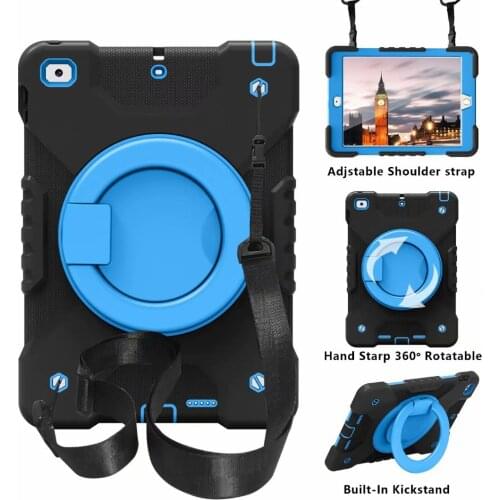 Case for iPad 9.7‘’ 2018 A1893 A1954 Funda Shoulder Strap Shockproof Silicone PC Case for iPad 9.7‘’ 2018 6th Generation Cover