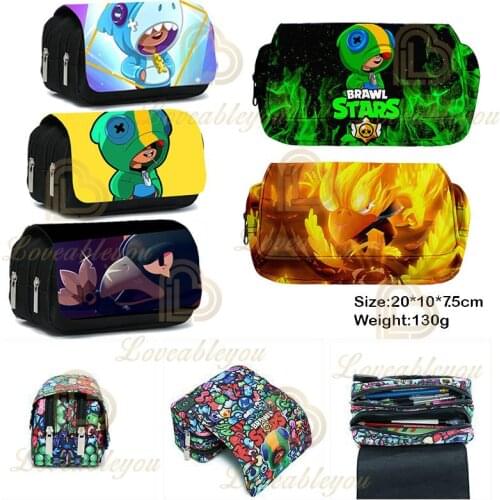 Kids Shoot Stars Print Pencil Case Game Canvas Stretch Double Layer Large Capacity Pencil Box Cute Kids School Stationery