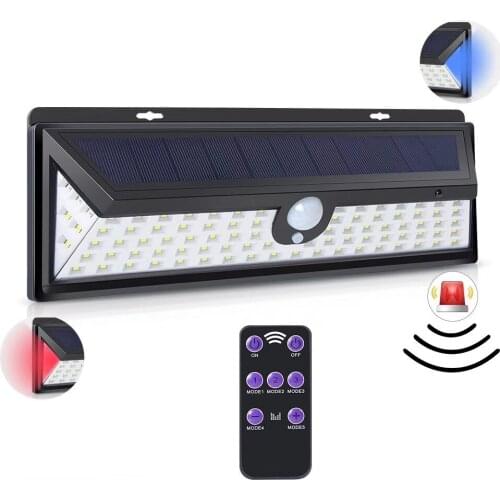 92LED Solar Light Sensor Motion With Remote Control PIR Alarm Solar Lamp For Garden Wall Solar Outdoor Lighting