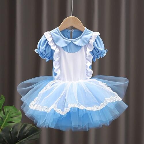 Toddlers Princess Cosplay Tutu Ballet Leotard Dress Dancing Practice Performance Costume for Girls 1-6 Y