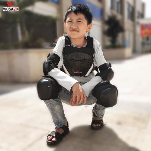 WOSAWE Children Motorcycle Body Armor 4-16 Years Old Kid Guard Sports Jacket Bicycle Snowboard Hockey Back Chest Protection