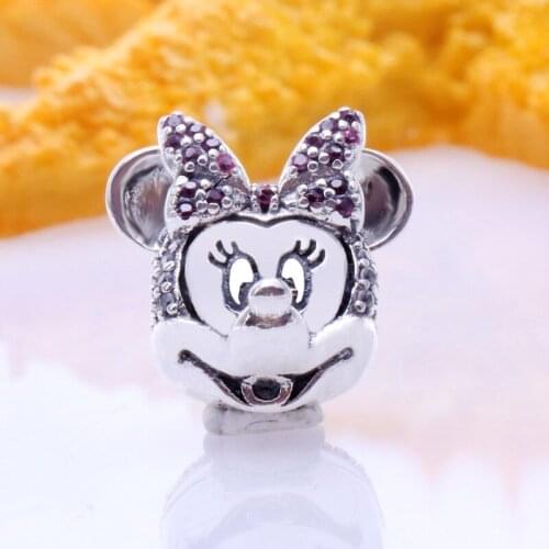S925 Sterling Silver Minnie Clip Positioning Buckle Beads Fit Original Bracelet Pendant DIY Jewelry Charms Gift