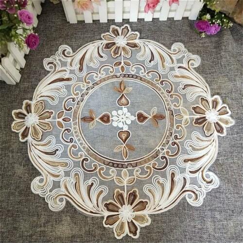 European Lace Embroidery Round Placemat Bedroom Balcony Coaster Coffee Table Mat Food Dessert Fruit Plate Beverage Cover Cloth