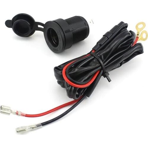 Waterproof 12V-24V Car Motorcycle Female Cigarette Lighter Power Socket Outlet with 1.5M Fuse Line Wire for GPS Cellphone MP3