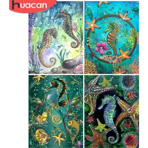 HUACAN 5D DIY Diamond Painting Hippocampus Rhinestones Pictures Diamond Embroidery Animal Cross Stitch Home Decor Gift