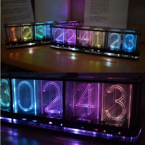 Imitate Full Color RGB Glow Tube Clock LED Music Spectrum DIY Kits Decoration Gift Night Light Atmosphere Light
