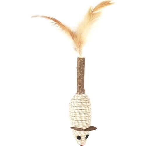 Cat Chew Toy Fake Feather Kitten Toy Simulation Mouse Cat Toy Kitten Teeth Cleaning Toy Cat Interactive Toy Pet Training Toy