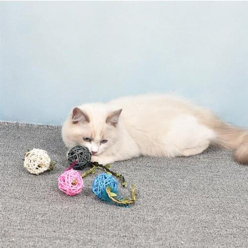 Legendog 1pc Rattan Cat Toy Anti-Biting Bell Decor Kitten Rattan Ball Cat Favors Cat Interactive Toy Pet Supplies