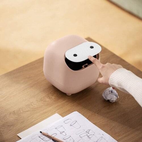 Mini Cute Waste Bin Desktop Trash Can with Lid Garbage Organizer Detachable Press-Type Cover Desk Storage Bucket