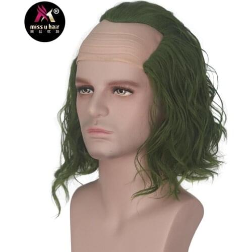 Miss U Hair Synthetic Joker Short Curly Green Color Hair Cosplay Halloween Party Wigs