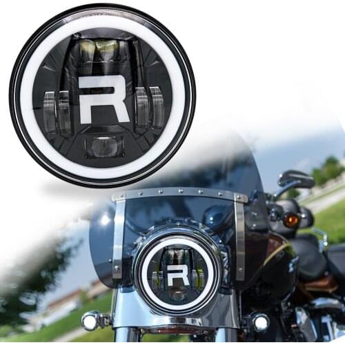 Motorcycle 7inch LED Headlight 7" LED DRL H4 Halo Ring Amber Turn Signal Headlamp For Jeep JK TJ Touring Lada 4x4 Yamaha Niva