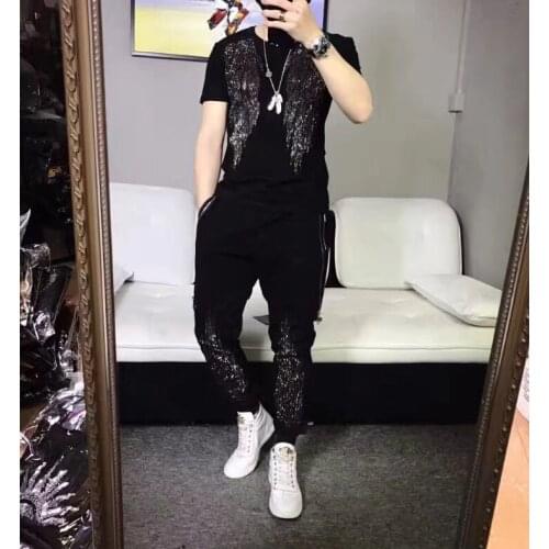 Mens 2 Piece Outfit Sport Short Sleeve Summer Casual Thin Sets Suit high quality Men Tracksuit