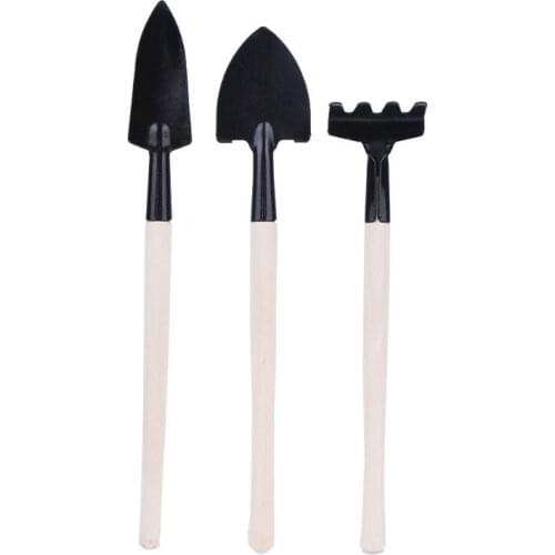 3pcs Mini Shovel Garden Tools Set Mini Garden Tool Bonsai Tools Set Wooden Handle Metal Head Shovel for Flowers Potted Plants