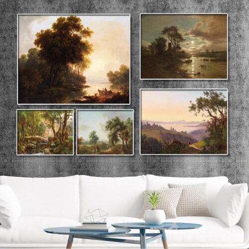 Vinsonloud Home Decor creative personality sofa background wall painting simple canvas printings Forests in the setting sun