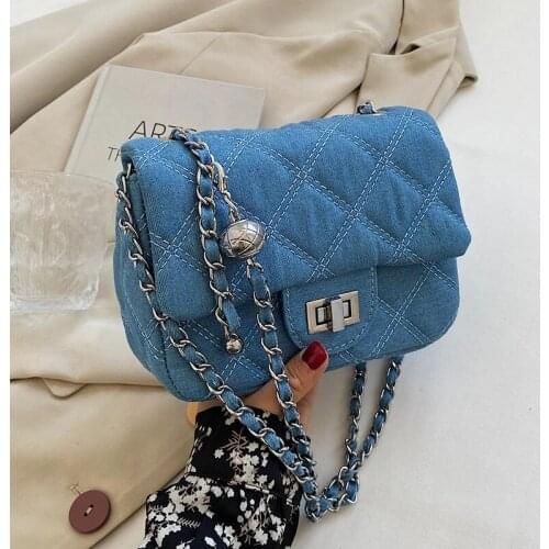 New Small Chain Denim Crossbody bag for Women 2021 Simple Totes Shoulder Bag Lady Luxury Brand Designer Handbags and Purses