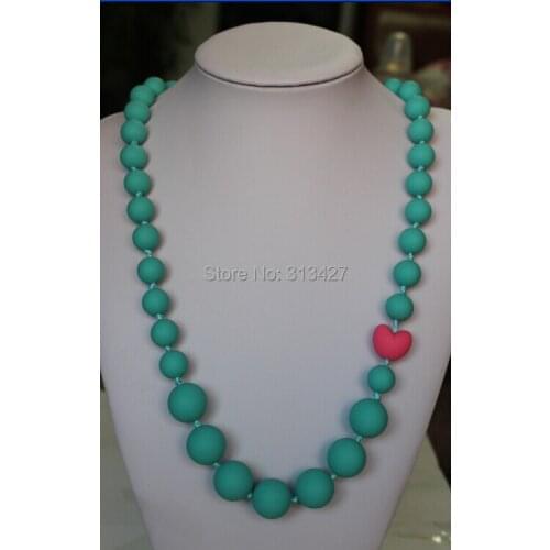 NEWEST Silicone Teething Necklace with heart Mommy silicone necklace for baby and Mommy