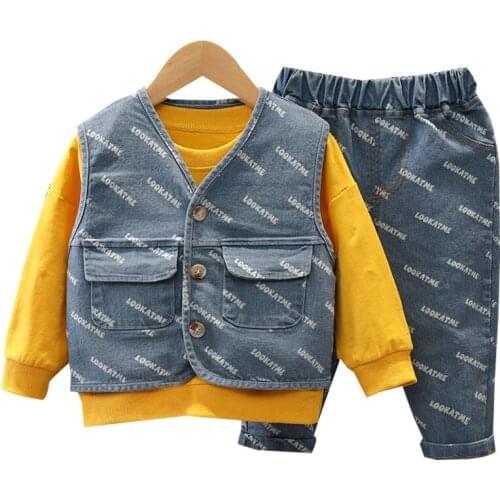 New Autumn Baby Girl Clothes Children Boys Sports Hooded Vest T Shirt Pants 3Pcs/sets Toddler Fashion Costume Kids Tracksuits
