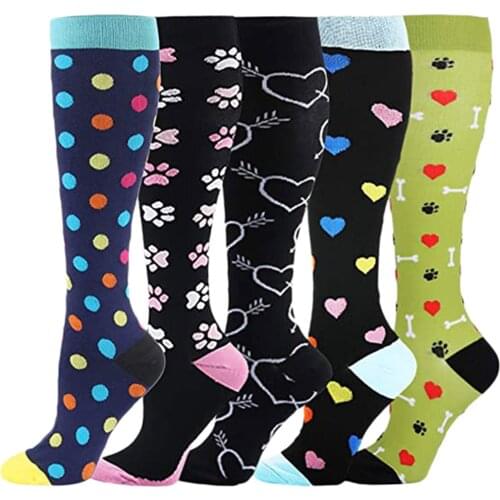 Cat Paw Long Socks Unisex 5 Pairs Socks Brede Kalf Compressie Sports Socks Cotton Knee High Socks Women Pack Гольфы Женские